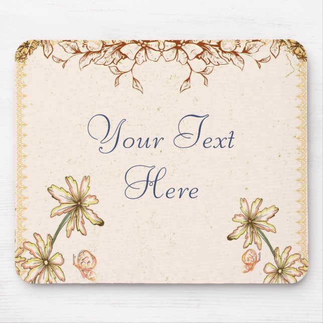 Vintage Flowers Wedding Mouse Pad (Front)