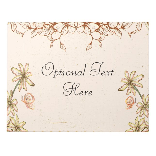 Vintage Flowers Wedding Notepad (Front)