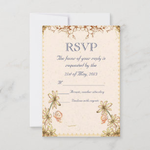 Vintage Flowers Wedding RSVP Card