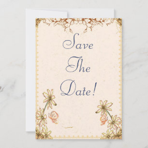 Vintage Flowers Wedding Save The Date Invitation