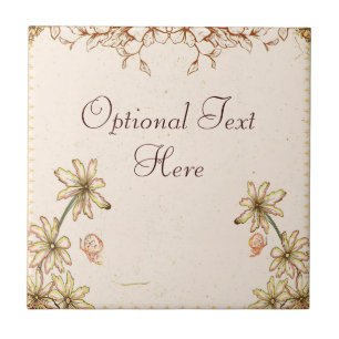 Vintage Flowers Wedding Tile