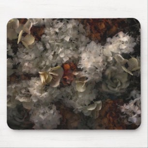 Vintage Flowers White And Rust Hydrangea Botanical Mouse Pad