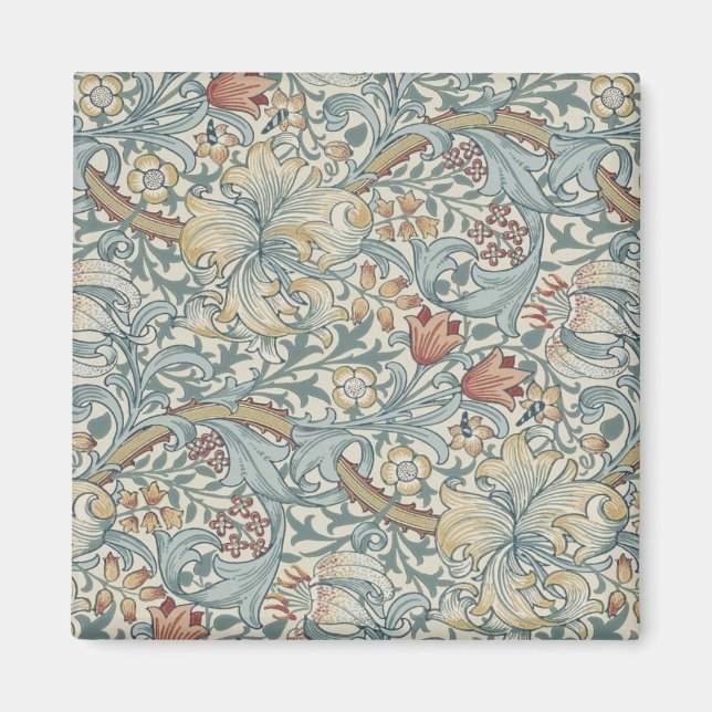 Vintage Flowers William Morris Golden Lily   Magnet (Front)