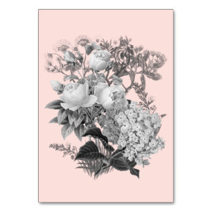 Vintage Flowers with a Dusty Pink Background Table Number