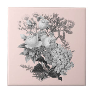 Vintage Flowers with Dusty Pink Tile