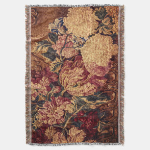 Vintage flowers woven jaquard blanket