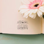 Vintage Flowery Library Book Elegant Script Rubber Stamp<br><div class="desc">Make your own beautiful vintage rubber stamp to and customise your library books!
The design features a gorgeous vintage-style floral frame with elegant text inside.
Insert your name and make it yours! You will love it!</div>