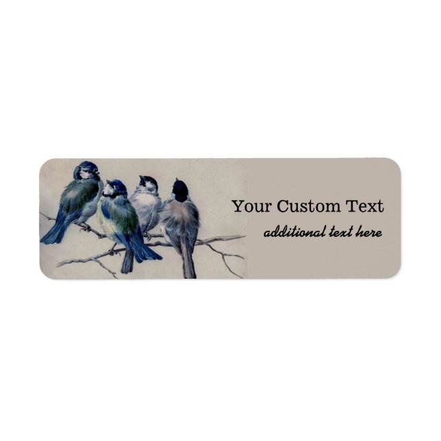 Vintage Fluffy Birds on Branches (Front)