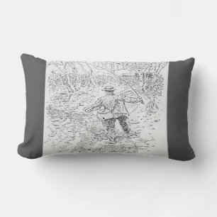 "Vintage Fly Fisherman" Lumbar Cushion