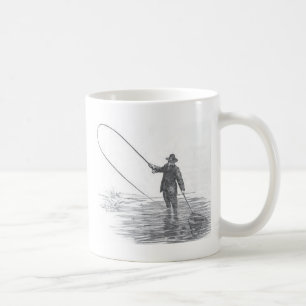 Vintage Fly Fishing Art Coffee Mug
