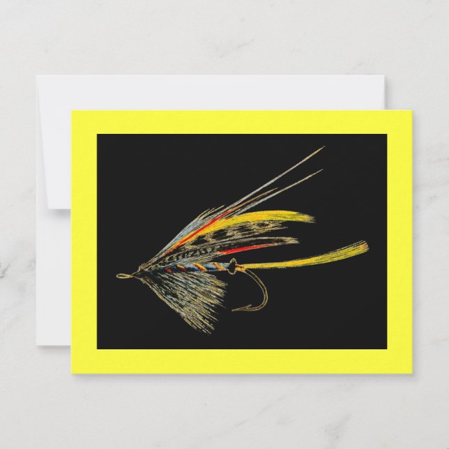 Vintage Fly Fishing art Invitation (Front)