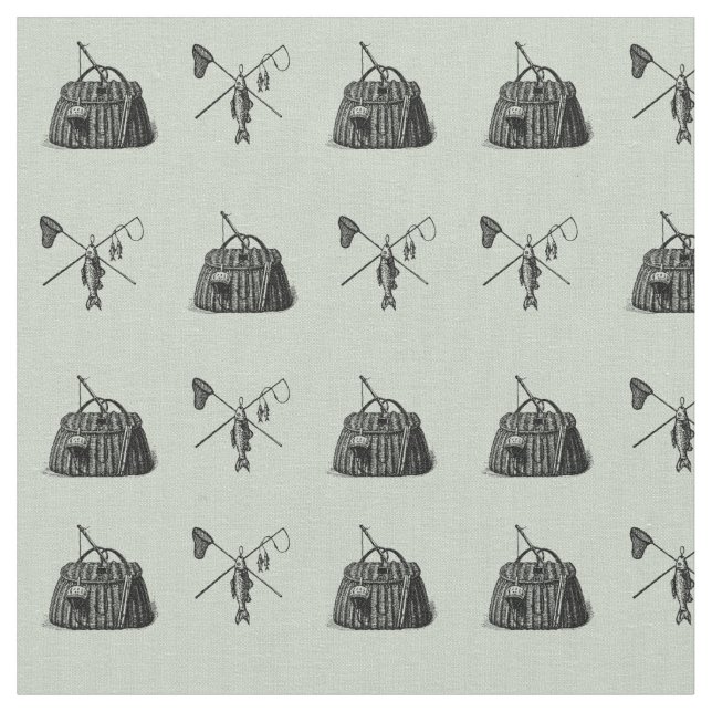 Vintage Fly Fishing Craft Fabric (Close Up)
