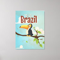 Vintage fly to Brazil Toucan Travel Poster