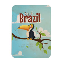 Vintage fly to Brazil Toucan Travel Poster