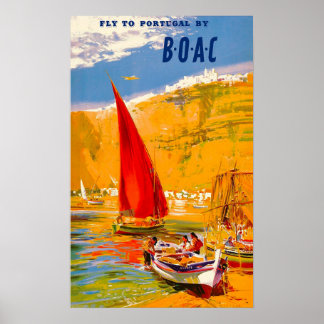 Vintage Fly To Portugal By B.O.A.C  Frank Wootton Poster
