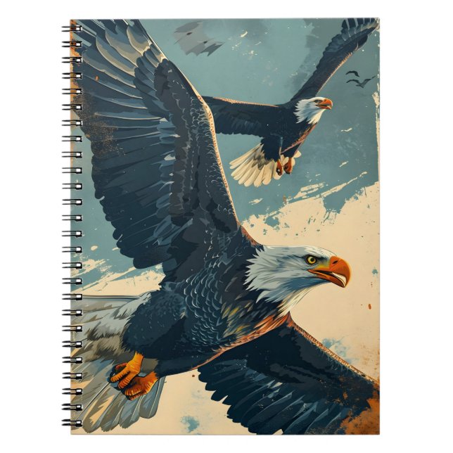 Vintage flying bald eagle notebook (Front)
