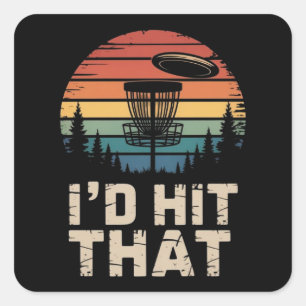 Vintage Flying Disc Golf I'd Hit That Funny Golfer Square Sticker