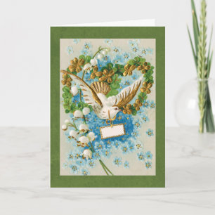 Vintage flying dove merry christmas holiday card