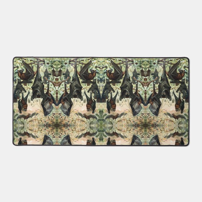 Vintage flying fox bat acadamia illustration  desk mat (Front)