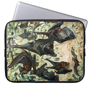 Vintage flying fox bat acadamia illustration laptop sleeve