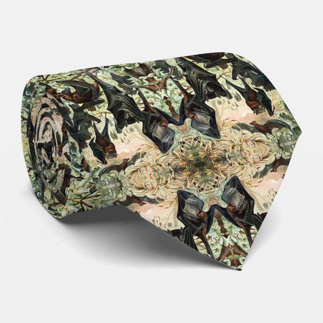 Vintage flying fox bat acadamia illustration  tie (Rolled)