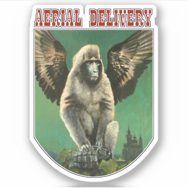 Vintage Flying Monkey Custom Cut Sticker (Front)