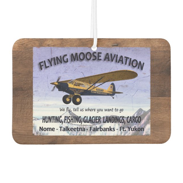Vintage Flying Moose Aviation Sign Car Air Freshener (Front)