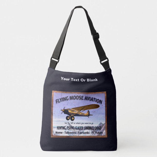 Vintage Flying Moose Aviation Sign Crossbody Bag (Front)
