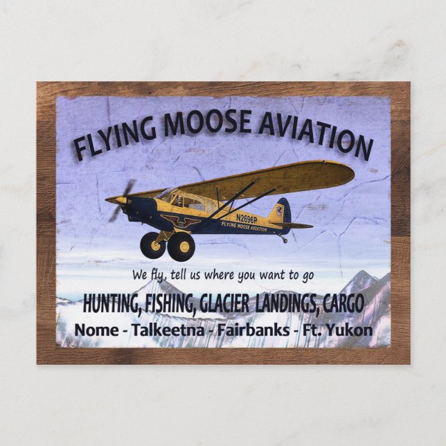 Vintage Flying Moose Aviation Sign Postcard (Front)