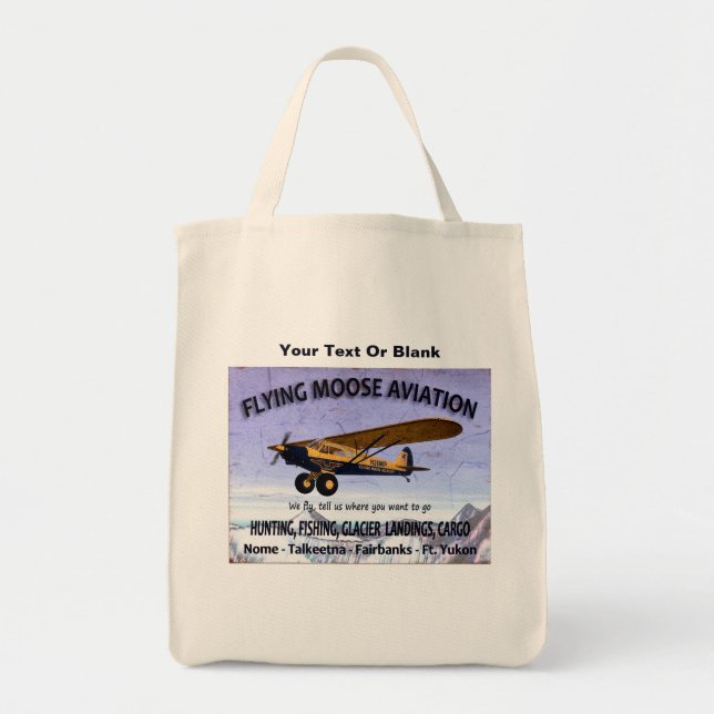Vintage Flying Moose Aviation Sign Tote Bag (Front)