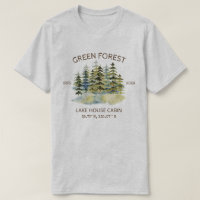 Vintage Foggy Green Forest Watercolor Cabin Lodge