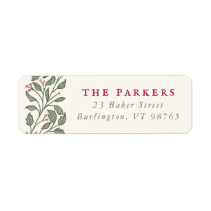 Vintage Foliage Christmas Return Address