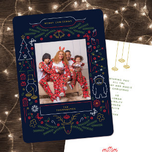Vintage Folk Art Christmas Photo Holiday Card