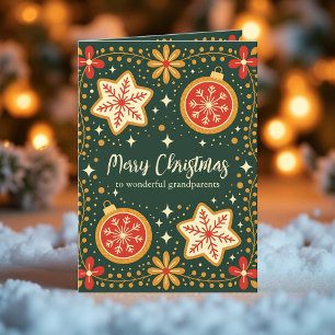 Vintage Folk Art Cookies and Ornaments Christmas Holiday Card