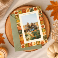 Vintage Folk Patchwork Thanksgiving Family Photo
