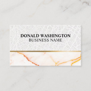 Vintage Font Leather Gold Metallic White Marble Business Card