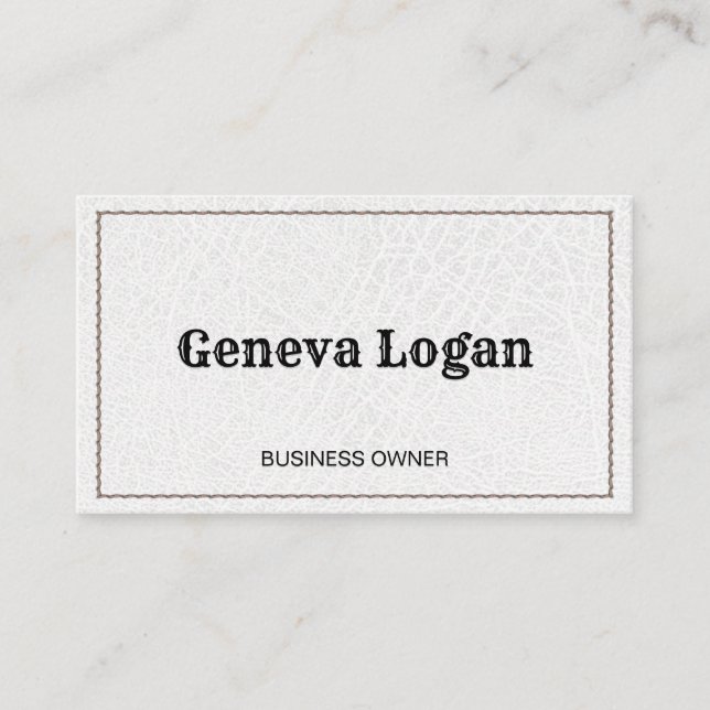Vintage Font | Stitched Leather | High Fashion Business Card (Front)