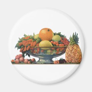 Vintage Food, Assorted Fruit in a Bowl Magnet