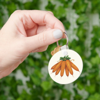 Vintage Food, Bunch of Organic Carrots Vegetables Key Ring