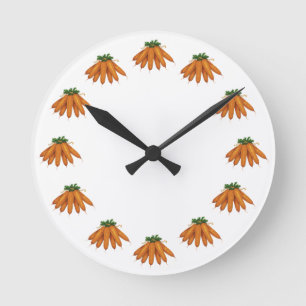 Vintage Food, Bunch of Organic Carrots Vegetables Round Clock