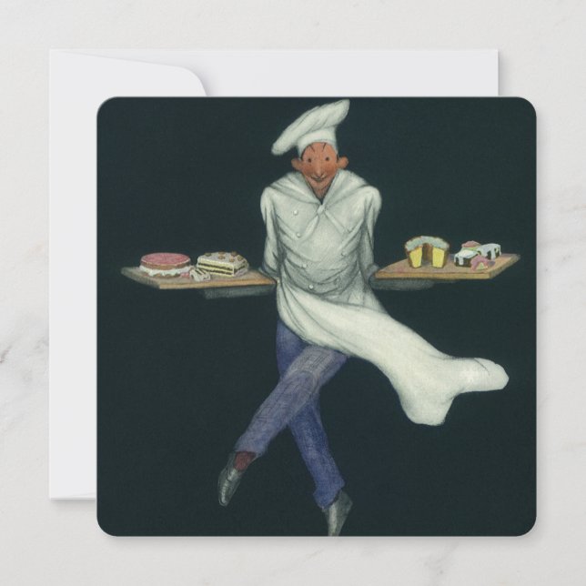 Vintage Food Business, Baker with Pastry Desserts (Front)