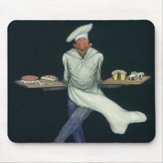 Vintage Food Business, Baker with Pastry Desserts Mouse Pad