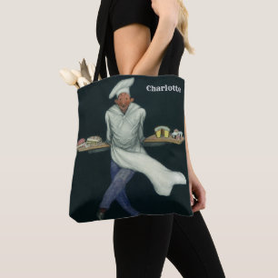 Vintage Food Business, Baker with Pastry Desserts Tote Bag