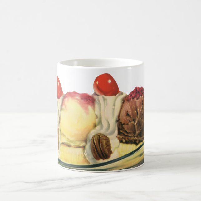 Vintage Food Desserts, Banana Split Cherries Coffee Mug (Center)
