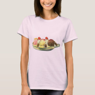 Vintage Food Desserts, Banana Split Cherries T-Shirt