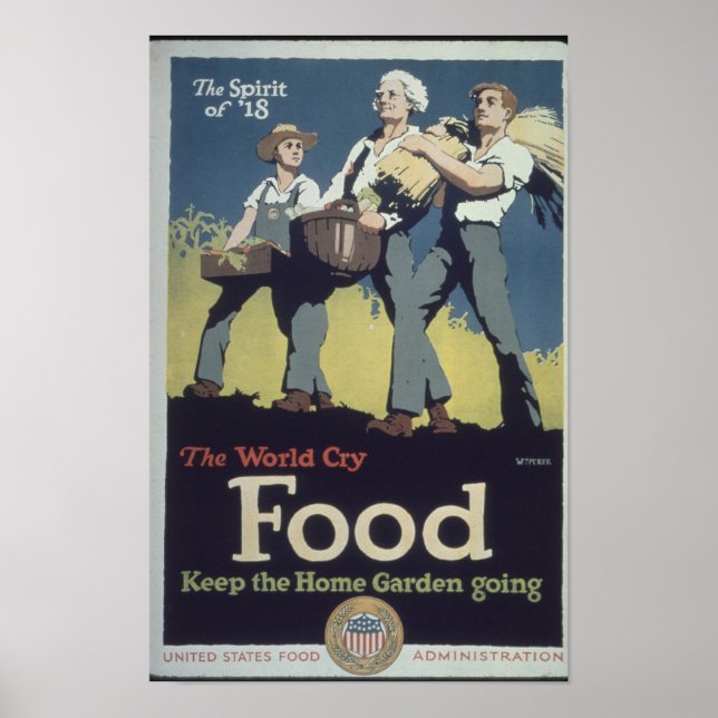 Vintage Food Farmer Propaganda for WWII Poster (Front)