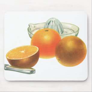 Vintage Food Fruit, Ripe Oranges Juicer Breakfast Mouse Pad