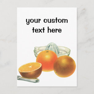 Vintage Food Fruit, Ripe Oranges Juicer Breakfast Postcard