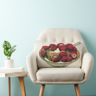 Vintage Food Healthy Breakfast Cereal Strawberries Lumbar Cushion