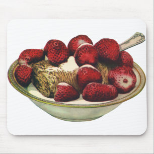Vintage Food Healthy Breakfast Cereal Strawberries Mouse Pad